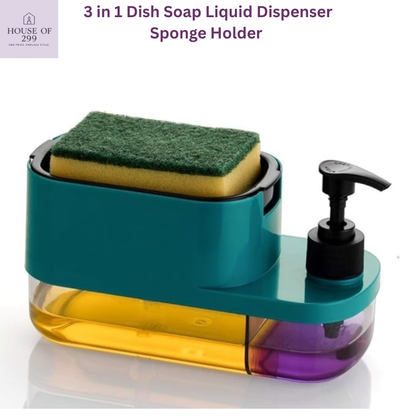 3 in 1 Dish Soap Liquid Dispenser Sponge Holder