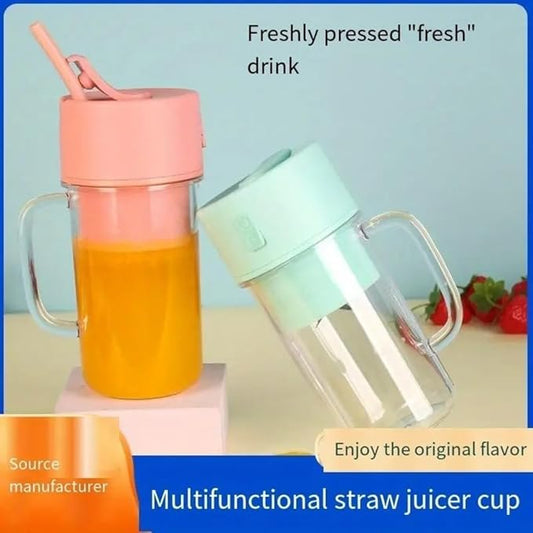 Portable Rechargeable Juicer Blender with Built-in Straw & Glass Cup | Travel Smoothie & Juice Maker