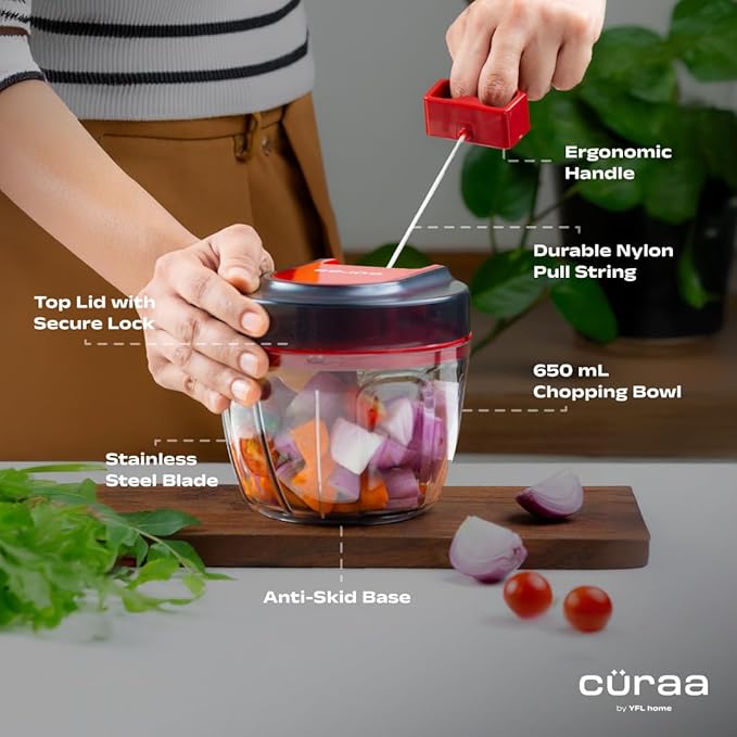 Home ChopLab Lite Manual Chopper | 650 ml Portable Vegetable Chopper