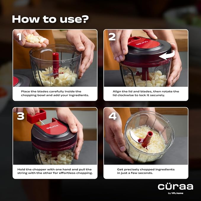 Home ChopLab Lite Manual Chopper | 650 ml Portable Vegetable Chopper