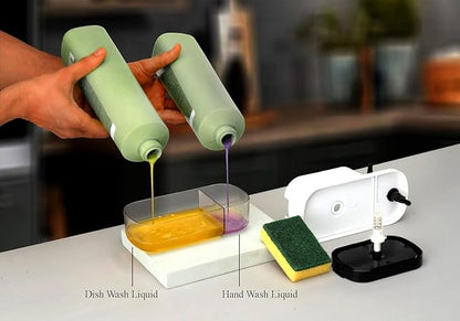 3 in 1 Dish Soap Liquid Dispenser Sponge Holder