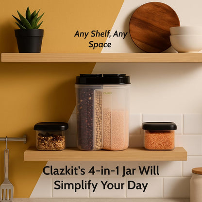 Airtight Transparent Lock Food Storage 4 Section Container Jar for Grocery