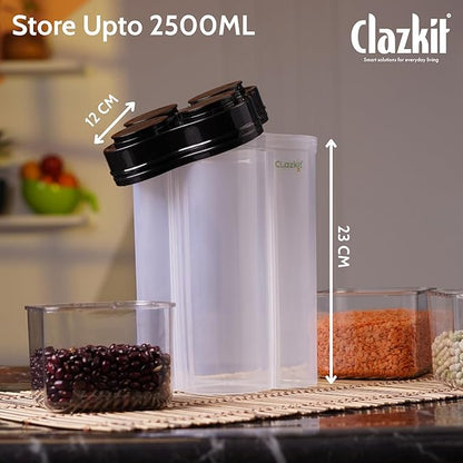 Airtight Transparent Lock Food Storage 4 Section Container Jar for Grocery
