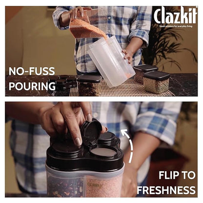 Airtight Transparent Lock Food Storage 4 Section Container Jar for Grocery