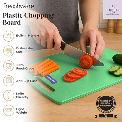 High quality Frenchware Plastic Cutting-Chopping Board with Handle 100% Food Safe, BPA-Free