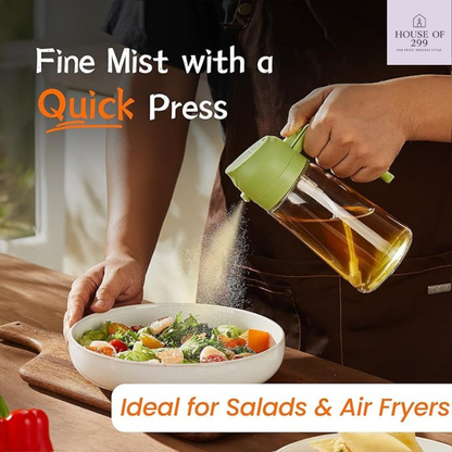 2-in-1 Oil Sprayer & Dispenser Bottle – Premium Glass Oil Bottle with Nozzle